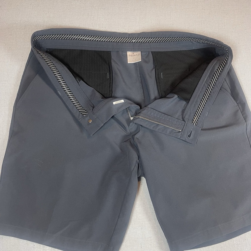 Primo Golf Shorts Mens Size 38 Gray Performance Stretch 9" Inseam Zip Pocket - Picture 6 of 12